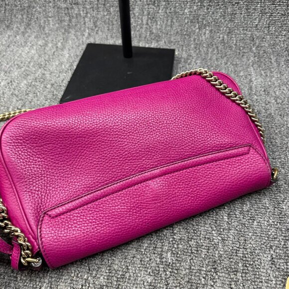 GUCCI Soho Chain Pink Leather Shoulder Bag 599-081125 - Picture 3 of 14